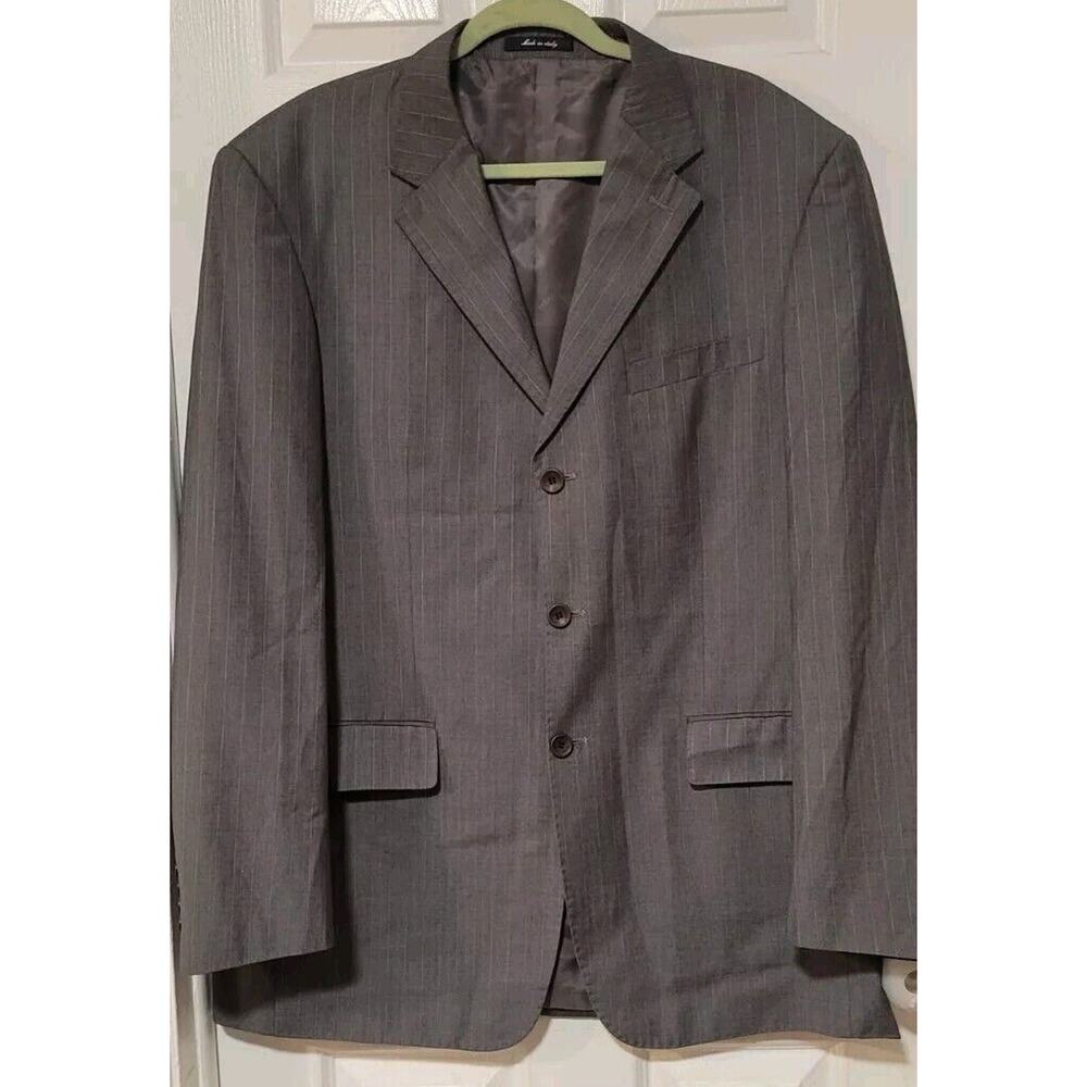 Ermenegildo Zegna Traveler Sport Coat Blazer Wool Gray Pinstripe 58 Made in Ital